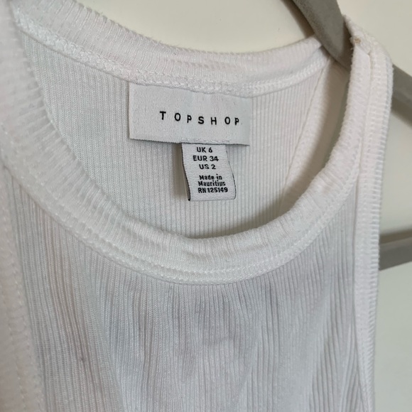 Top Shop High Neck White Ribbed Tank - Picture 2 of 3